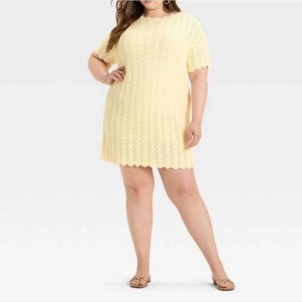A New Day Cream Pointelle Mini Sweater Dress Size Xxl